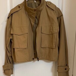 Tan Cropped Utility Jacket